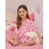 image:imageSWOMOG Kids Pajamas Sets 3PCS Short Sleeve Long Pants with Shorts Girls Boys Button Down PJS Cute Loungewear for 4T15YearsPink Monkey