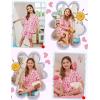 image:imageSWOMOG Kids Pajamas Sets 3PCS Short Sleeve Long Pants with Shorts Girls Boys Button Down PJS Cute Loungewear for 4T15YearsPink Monkey