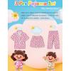 image:imageSWOMOG Kids Pajamas Sets 3PCS Short Sleeve Long Pants with Shorts Girls Boys Button Down PJS Cute Loungewear for 4T15YearsPink Monkey