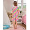 image:imageSWOMOG Kids Pajamas Sets 3PCS Short Sleeve Long Pants with Shorts Girls Boys Button Down PJS Cute Loungewear for 4T15YearsRainbow