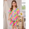 image:imageSWOMOG Kids Pajamas Sets 3PCS Short Sleeve Long Pants with Shorts Girls Boys Button Down PJS Cute Loungewear for 4T15YearsRainbow