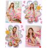 image:imageSWOMOG Kids Pajamas Sets 3PCS Short Sleeve Long Pants with Shorts Girls Boys Button Down PJS Cute Loungewear for 4T15YearsRainbow