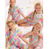 image:imageSWOMOG Kids Pajamas Sets 3PCS Short Sleeve Long Pants with Shorts Girls Boys Button Down PJS Cute Loungewear for 4T15YearsRainbow
