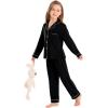 image:imageSWOMOG Kids Pajamas Sets Girls Boys Long Sleeve Sleepwear 2 Piece Lounge Sets Modal Button Down Pjs Set for 413 YearsAblack