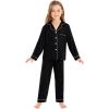 image:imageSWOMOG Kids Pajamas Sets Girls Boys Long Sleeve Sleepwear 2 Piece Lounge Sets Modal Button Down Pjs Set for 413 YearsAblack