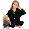image:imageSWOMOG Kids Pajamas Sets Girls Boys Long Sleeve Sleepwear 2 Piece Lounge Sets Modal Button Down Pjs Set for 413 YearsAblack