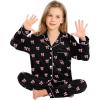 image:imageSWOMOG Kids Pajamas Sets Girls Boys Long Sleeve Sleepwear 2 Piece Lounge Sets Modal Button Down Pjs Set for 413 YearsAblack Bowknot