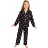 image:imageSWOMOG Kids Pajamas Sets Girls Boys Long Sleeve Sleepwear 2 Piece Lounge Sets Modal Button Down Pjs Set for 413 YearsAblack Bowknot
