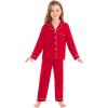 image:imageSWOMOG Kids Pajamas Sets Girls Boys Long Sleeve Sleepwear 2 Piece Lounge Sets Modal Button Down Pjs Set for 413 YearsAred