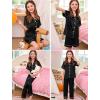 image:imageSWOMOG Kids Silk Pajamas 3 Piece Girls Boys Satin Pajamas Set ButtonDown PJs Set Soft Loungewear Short Sleeve SleepwearBlack