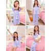 image:imageSWOMOG Kids Silk Pajamas 3 Piece Girls Boys Satin Pajamas Set ButtonDown PJs Set Soft Loungewear Short Sleeve SleepwearLavender