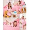 image:imageSWOMOG Kids Silk Pajamas 3 Piece Girls Boys Satin Pajamas Set ButtonDown PJs Set Soft Loungewear Short Sleeve SleepwearLight Pink