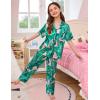 image:imageSWOMOG Kids Silk Pajamas 3 Piece Girls Boys Satin Pajamas Set ButtonDown PJs Set Soft Loungewear Short Sleeve SleepwearLight Pink Leaves