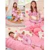 image:imageSWOMOG Kids Silk Pajamas 3 Piece Girls Boys Satin Pajamas Set ButtonDown PJs Set Soft Loungewear Short Sleeve SleepwearLight Pink Stripes