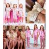 image:imageSWOMOG Kids Silk Pajamas 3 Piece Girls Boys Satin Pajamas Set ButtonDown PJs Set Soft Loungewear Short Sleeve SleepwearMisty Rose