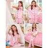 image:imageSWOMOG Kids Silk Pajamas 3 Piece Girls Boys Satin Pajamas Set ButtonDown PJs Set Soft Loungewear Short Sleeve SleepwearPink