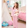 image:imageSWOMOG Kids Silk Pajamas 3 Piece Girls Boys Satin Pajamas Set ButtonDown PJs Set Soft Loungewear Short Sleeve SleepwearPink