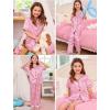 image:imageSWOMOG Kids Silk Pajamas 3 Piece Girls Boys Satin Pajamas Set ButtonDown PJs Set Soft Loungewear Short Sleeve SleepwearPink Leopard