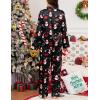 image:imageSWOMOG Long Sleeve Pajamas Set Silk Satin Sleepwear Button Down Pjs Loungewear with PocketChristmas Black