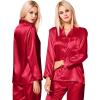 image:imageSWOMOG Long Sleeve Pajamas Set Silk Satin Sleepwear Button Down Pjs Loungewear with PocketChristmas Red