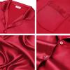 image:imageSWOMOG Long Sleeve Pajamas Set Silk Satin Sleepwear Button Down Pjs Loungewear with PocketChristmas Red