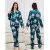 image:imageSWOMOG Long Sleeve Pajamas Set Silk Satin Sleepwear Button Down Pjs Loungewear with PocketGreen Floral