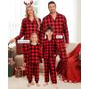 image:imageSWOMOG Matching Family Christmas Pajamas Set Long Sleeve Festival Party Pj Set ButtonDown Sleepwear Soft NightwearRed Plaid