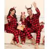 image:imageSWOMOG Matching Family Christmas Pajamas Set Long Sleeve Festival Party Pj Set ButtonDown Sleepwear Soft NightwearRed Plaid
