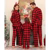 image:imageSWOMOG Matching Family Christmas Pajamas Set Long Sleeve Festival Party Pj Set ButtonDown Sleepwear Soft NightwearRed Plaid
