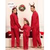 image:imageSWOMOG Matching Family Pajamas Set Women amp Men amp Kids Silk Satin Pjs 2 Pcs Long Sleeve Button Down Sleepwear with 2 PocketsAred