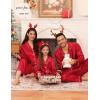 image:imageSWOMOG Matching Family Pajamas Set Women amp Men amp Kids Silk Satin Pjs 2 Pcs Long Sleeve Button Down Sleepwear with 2 PocketsAred