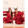 image:imageSWOMOG Matching Family Pajamas Set Women amp Men amp Kids Silk Satin Pjs 2 Pcs Long Sleeve Button Down Sleepwear with 2 PocketsAred