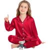 image:imageSWOMOG Matching Family Pajamas Set Women amp Men amp Kids Silk Satin Pjs 2 Pcs Long Sleeve Button Down Sleepwear with 2 PocketsAred