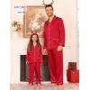 image:imageSWOMOG Matching Family Pajamas Set Women amp Men amp Kids Silk Satin Pjs 2 Pcs Long Sleeve Button Down Sleepwear with 2 PocketsAred