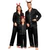 image:imageSWOMOG Matching Family Pajamas Set Women amp Men amp Kids Silk Satin Pjs 2 Pcs Long Sleeve Button Down Sleepwear with 2 PocketsBlack