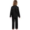 image:imageSWOMOG Matching Family Pajamas Set Women amp Men amp Kids Silk Satin Pjs 2 Pcs Long Sleeve Button Down Sleepwear with 2 PocketsBlack