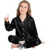 image:imageSWOMOG Matching Family Pajamas Set Women amp Men amp Kids Silk Satin Pjs 2 Pcs Long Sleeve Button Down Sleepwear with 2 PocketsBlack