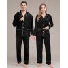 image:imageSWOMOG Matching Family Pajamas Set Women amp Men amp Kids Silk Satin Pjs 2 Pcs Long Sleeve Button Down Sleepwear with 2 PocketsBlack