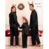 image:imageSWOMOG Matching Family Pajamas Set Women amp Men amp Kids Silk Satin Pjs 2 Pcs Long Sleeve Button Down Sleepwear with 2 PocketsBlack