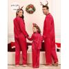 image:imageSWOMOG Matching Family Pajamas Set Women amp Men amp Kids Silk Satin Pjs 2 Pcs Long Sleeve Button Down Sleepwear with 2 PocketsBright Red