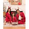 image:imageSWOMOG Matching Family Pajamas Set Women amp Men amp Kids Silk Satin Pjs 2 Pcs Long Sleeve Button Down Sleepwear with 2 PocketsBright Red