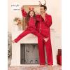 image:imageSWOMOG Matching Family Pajamas Set Women amp Men amp Kids Silk Satin Pjs 2 Pcs Long Sleeve Button Down Sleepwear with 2 PocketsBright Red