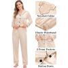 image:imageSWOMOG Matching Family Pajamas Set Women amp Men amp Kids Silk Satin Pjs 2 Pcs Long Sleeve Button Down Sleepwear with 2 PocketsChampagne