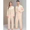 image:imageSWOMOG Matching Family Pajamas Set Women amp Men amp Kids Silk Satin Pjs 2 Pcs Long Sleeve Button Down Sleepwear with 2 PocketsChampagne