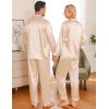 image:imageSWOMOG Matching Family Pajamas Set Women amp Men amp Kids Silk Satin Pjs 2 Pcs Long Sleeve Button Down Sleepwear with 2 PocketsChampagne