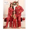 image:imageSWOMOG Matching Family Pajamas Set Women amp Men amp Kids Silk Satin Pjs 2 Pcs Long Sleeve Button Down Sleepwear with 2 PocketsChristmas Red Plaid