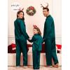 image:imageSWOMOG Matching Family Pajamas Set Women amp Men amp Kids Silk Satin Pjs 2 Pcs Long Sleeve Button Down Sleepwear with 2 PocketsDeep Green