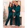 image:imageSWOMOG Matching Family Pajamas Set Women amp Men amp Kids Silk Satin Pjs 2 Pcs Long Sleeve Button Down Sleepwear with 2 PocketsDeep Green