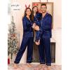 image:imageSWOMOG Matching Family Pajamas Set Women amp Men amp Kids Silk Satin Pjs 2 Pcs Long Sleeve Button Down Sleepwear with 2 PocketsDeep Navy Blue