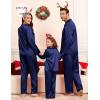 image:imageSWOMOG Matching Family Pajamas Set Women amp Men amp Kids Silk Satin Pjs 2 Pcs Long Sleeve Button Down Sleepwear with 2 PocketsDeep Navy Blue
